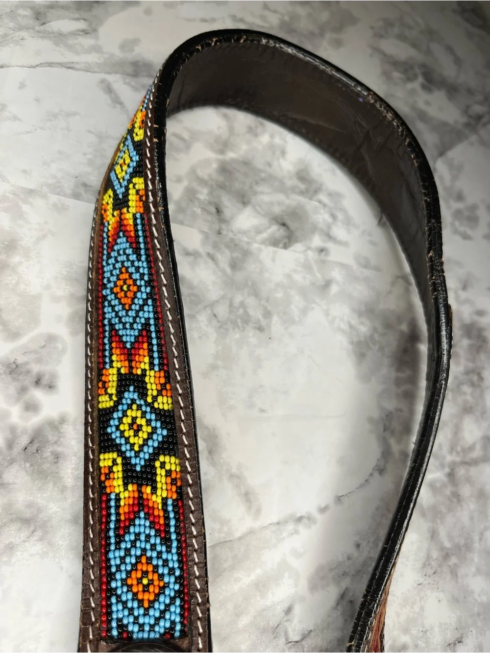 Hand Crafted Multicolor Beaded Leather Belt
